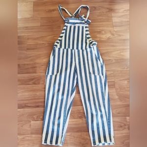 Striped denim overalls (NWOT)